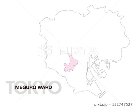 東京都目黒区の位置地図 区境無し 01 131747527