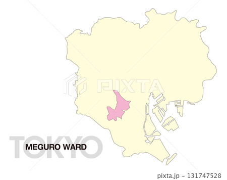 東京都目黒区の位置地図 区境無し 02 東京都目黒区の位置地図 区境無し 02 131747528