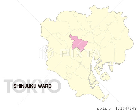 東京都新宿区の位置地図 区境有り 02 131747548