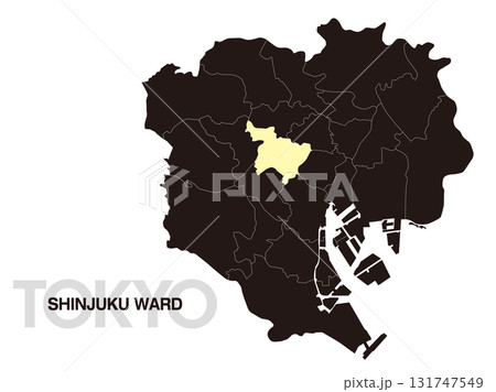 東京都新宿区の位置地図 区境有り 03 131747549