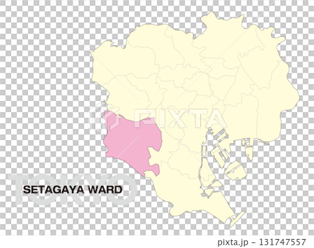 東京都世田谷区の位置地図 区境有り 02 131747557