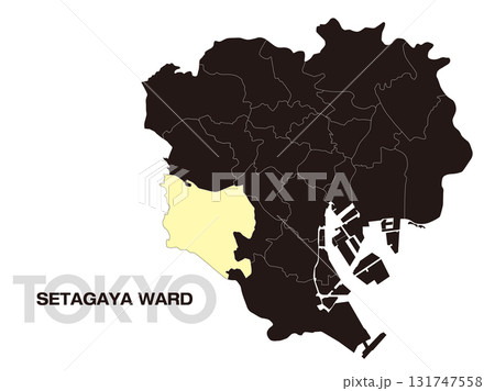 東京都世田谷区の位置地図 区境有り 03 131747558
