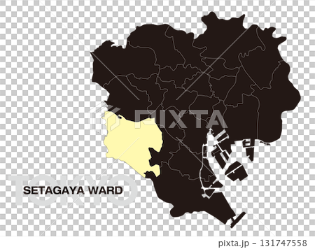 東京都世田谷区の位置地図 区境有り 03 131747558