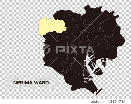 東京都練馬区の位置地図 区境有り 03 131747564