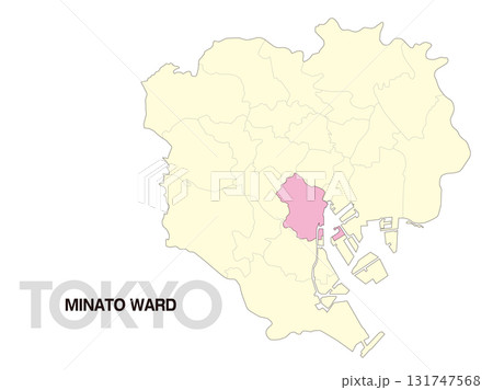 東京都港区の位置地図 区境有り 02 131747568