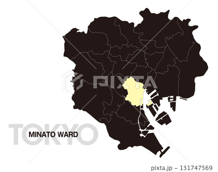 東京都港区の位置地図 区境有り 03 131747569