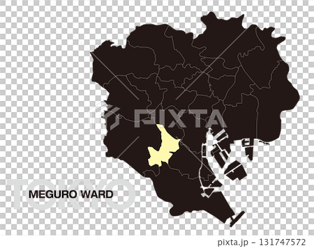 東京都目黒区の位置地図 区境有り 03 131747572