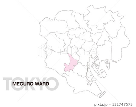 東京都目黒区の位置地図 区境有り 01 131747573