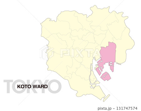 東京都江東区の位置地図 区境有り 02 131747574