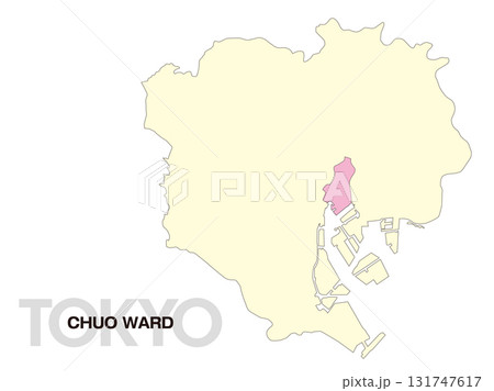 東京都中央区の位置地図 区境無し 02 131747617