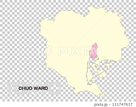 東京都中央区の位置地図 区境無し 02 131747617