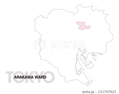 東京都荒川区の位置地図 区境無し 01 131747625