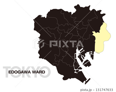 東京都江戸川区の位置地図 区境有り 03 131747633