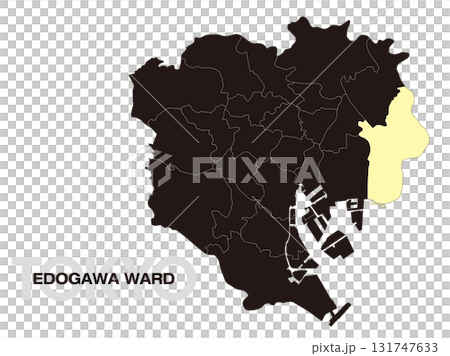 東京都江戸川区の位置地図 区境有り 03 131747633
