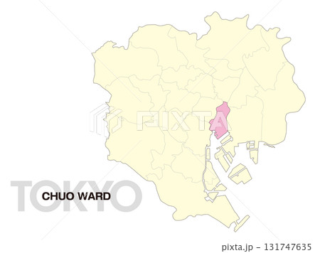 東京都中央区の位置地図 区境有り 02 131747635