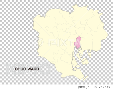 東京都中央区の位置地図 区境有り 02 131747635