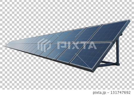 solar panel array in close up studio shot showing blue photovoltaic surface and bright metal frame on white background 131747692