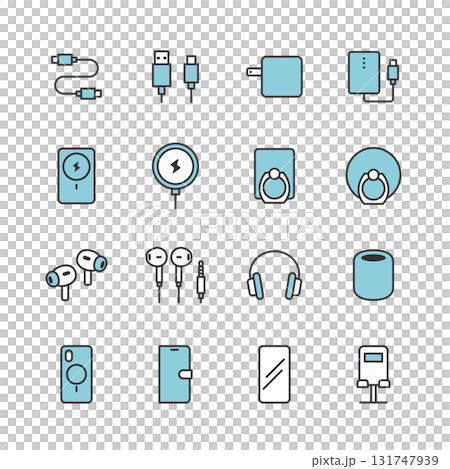 智慧型手機配件線圖示集（彩色） 131747939
