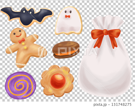 Cute illustration set of Halloween candy 131748275