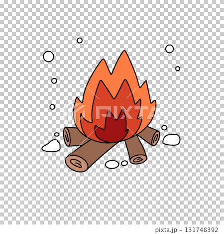 A cartoon drawing of a fire with a cartoon character sitting next to it A cartoon drawing of a fire with a cartoon character sitting next to it 131748392