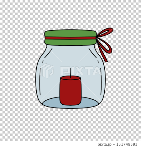 A jar with a candle inside of it 131748393