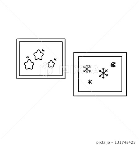 Two pictures of snowflakes and stars 131748425