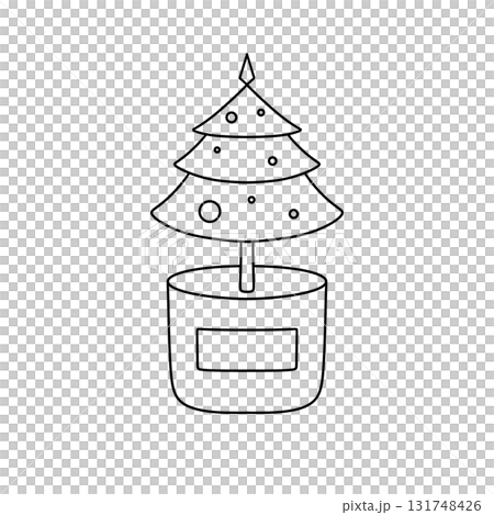 A Christmas tree is drawn in a black and white drawing A Christmas tree is drawn in a black and white drawing 131748426