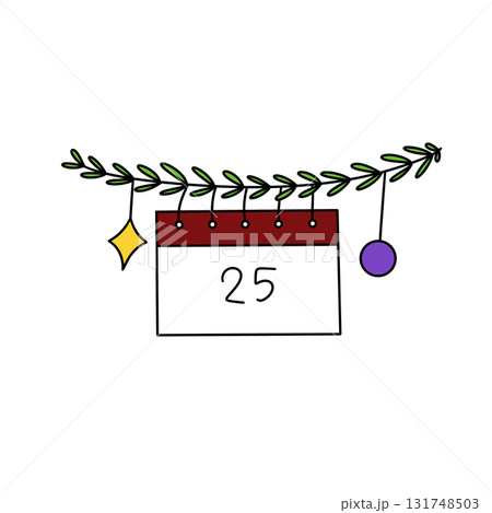 A calendar with a red background and a white number 25 131748503