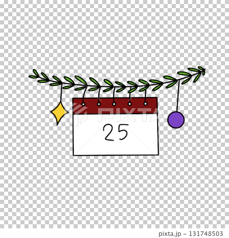 A calendar with a red background and a white number 25 131748503