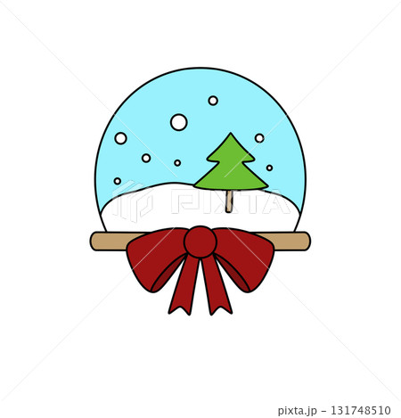 A snow globe with a red ribbon and a green tree inside A snow globe with a red ribbon and a green tree inside 131748510