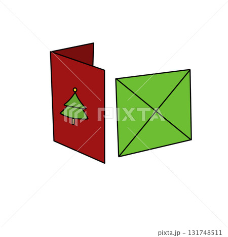 A red and green card with a tree on it A red and green card with a tree on it 131748511