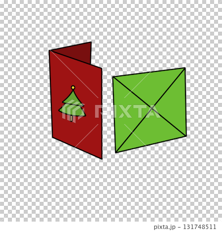 A red and green card with a tree on it A red and green card with a tree on it 131748511