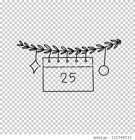 A calendar with a 25th of December hanging from it 131748532