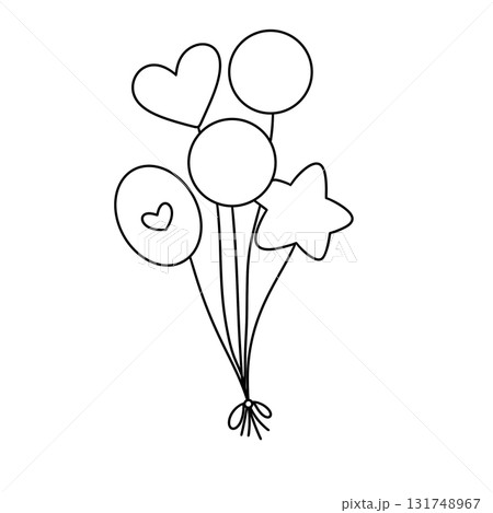 A bunch of balloons with hearts and stars are tied together A bunch of balloons with hearts and stars are tied together 131748967