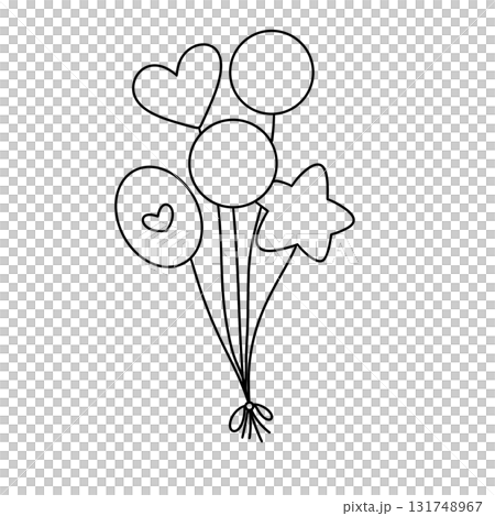 A bunch of balloons with hearts and stars are tied together A bunch of balloons with hearts and stars are tied together 131748967