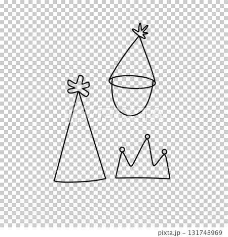Three hats and a crown are drawn in black 131748969