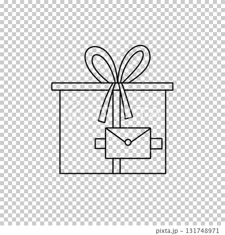 A gift box with a bow and a letter inside A gift box with a bow and a letter inside 131748971