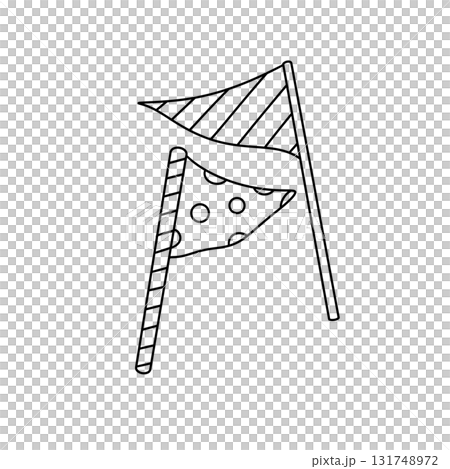 A flag with a white background and a red stripe with white dots A flag with a white background and a red stripe with white dots 131748972