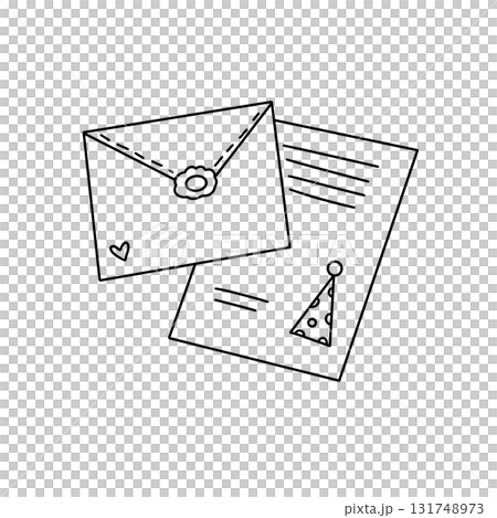 A white envelope with a heart on it sits on top of a piece of paper with a birth A white envelope with a heart on it sits on top of a piece of paper with a birth 131748973