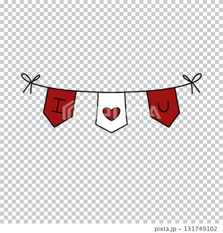 A red, white, and red banner with a heart in the middle A red, white, and red banner with a heart in the middle 131749102