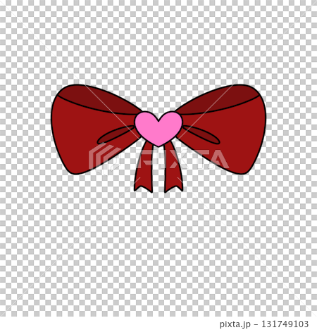 A red ribbon with a pink heart on it A red ribbon with a pink heart on it 131749103