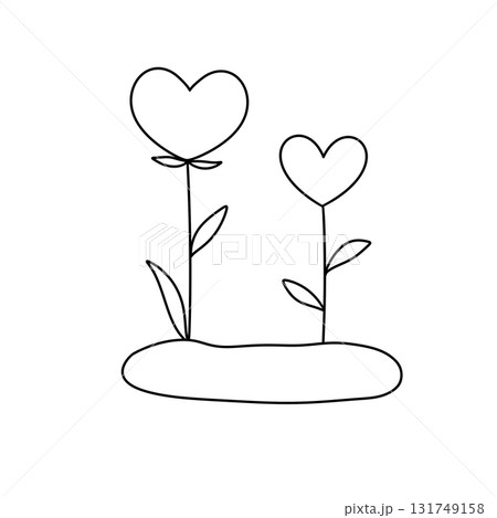 Two hearts are drawn on a white background 131749158