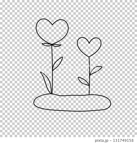 Two hearts are drawn on a white background 131749158