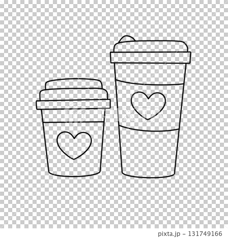 Two coffee cups with hearts on them 131749166