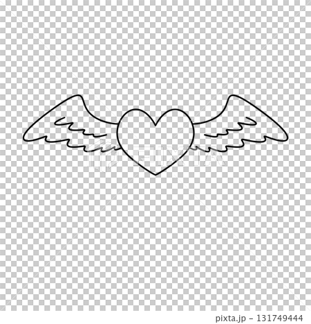 A white heart with wings drawn above it 131749444