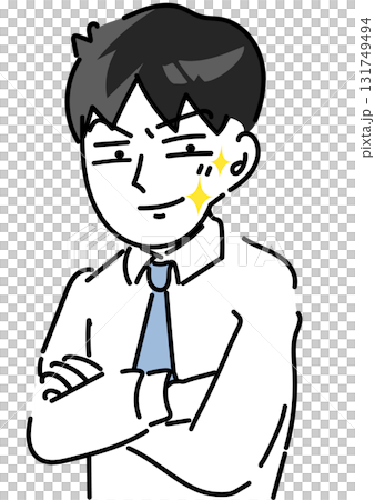Vector illustration of a handsome office worker looking cool with his arms crossed and looking at the camera 131749494
