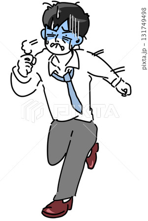 顔面蒼白焦って走る若手会社員のベクターイラスト 顔面蒼白焦って走る若手会社員のベクターイラスト 131749498