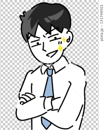 Vector illustration of a handsome office worker looking cool with his arms crossed and looking at the camera 131749501