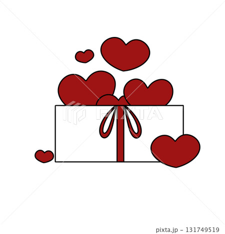 A box of red hearts with a red ribbon tied around it 131749519