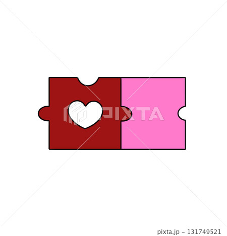 A heart is cut out of a red shirt and placed on a pink shirt 131749521